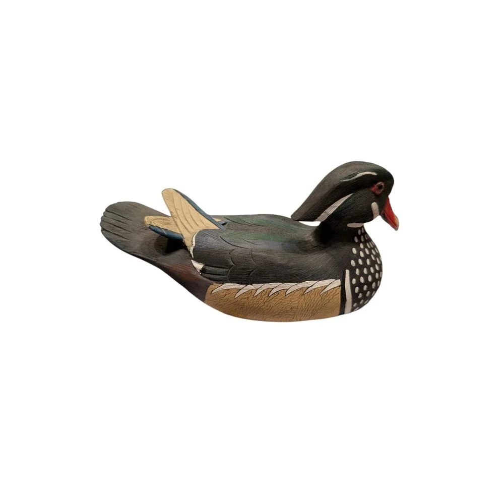 Hand Painted Wood Duck Drake Decoy Decorative Carved Wooden Figure 6